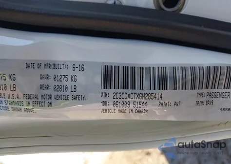 2016 Dodge Charger R/T из США, поврежденный, VIN 2C3CDXCTXGH285414